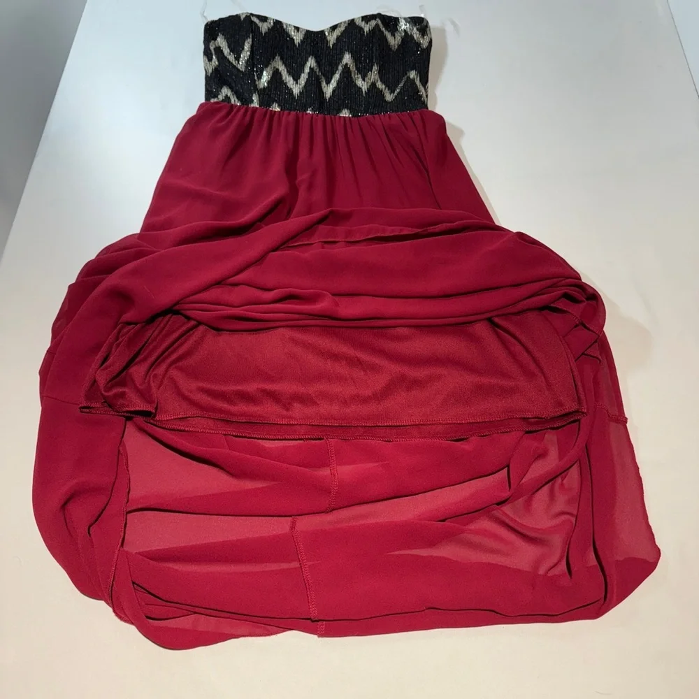 Style Rack Strapless Maxi Black & Red Dress with Sequins & Sheer bottom Small - Picture 8 of 10